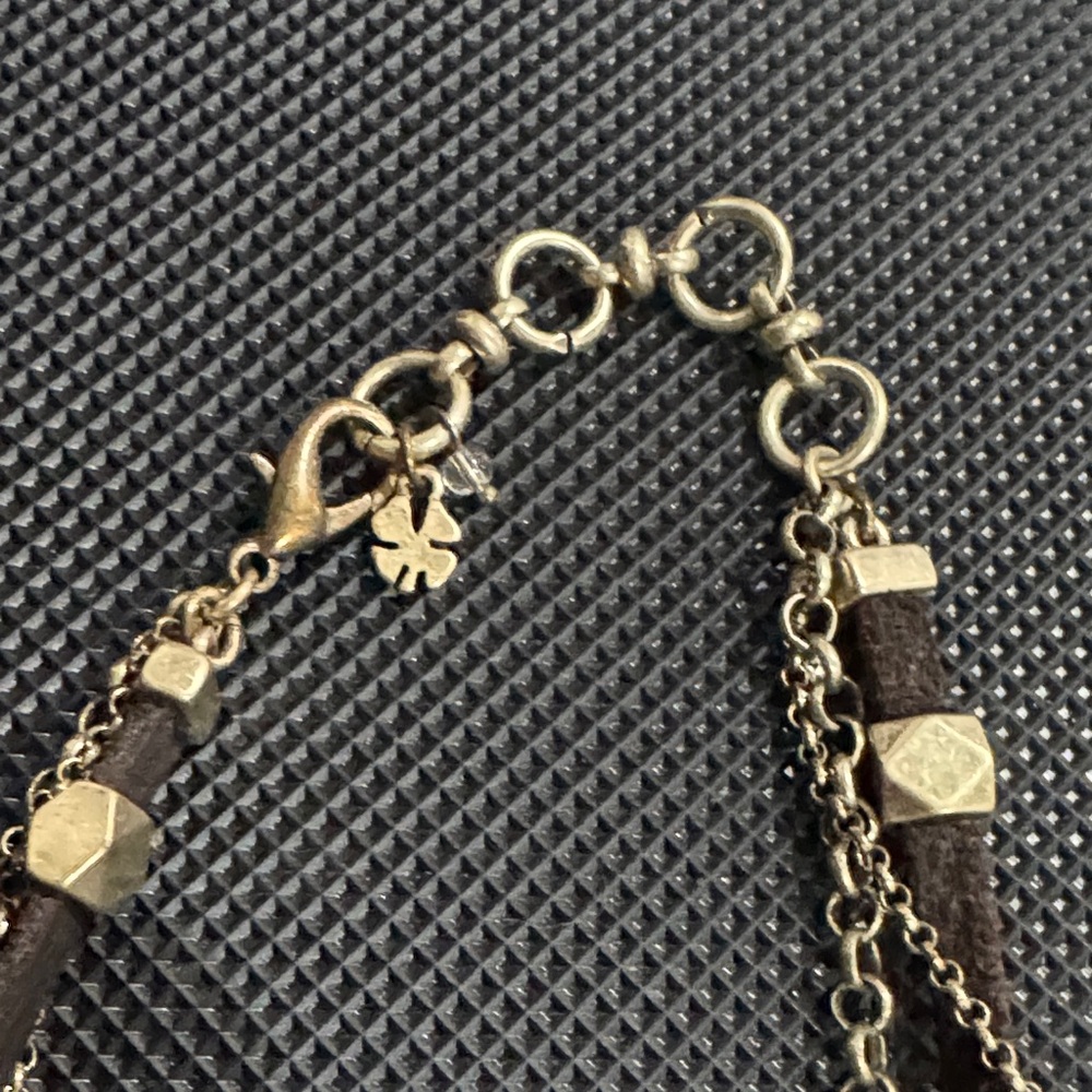 Elegant Gold, Broen, and Blue Layered Necklace Set - Picture 6 of 7
